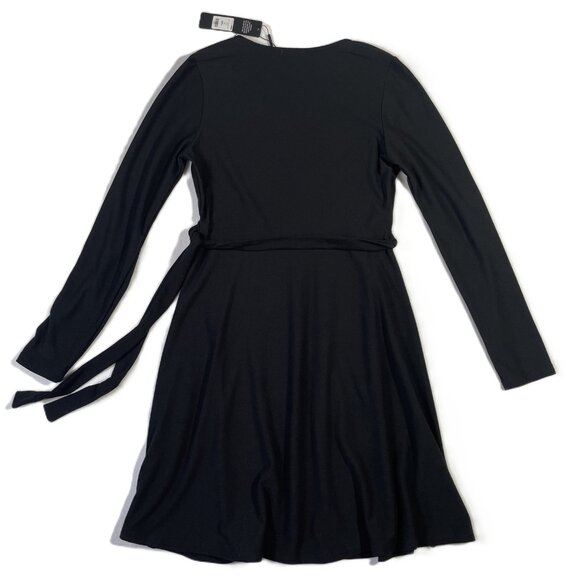 Fashion Nova Layla Fit & Flare Wrap Dress Mini V Neck Long Sleeves Black Size L - Picture 5 of 16